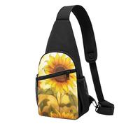 Bella borsa a tracolla gialla stampata con girasole per uomo e donna, borsa a tracolla per attività all'aperto, escursioni, zaini sportivi