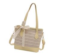 Bella borsa a tracolla per le donne borsa da spiaggia borsa di paglia borsa alla moda borsa messaggeri grande capacità secchio donna spiaggia grande capacità spalla paglia crossbody secchio, Giallo