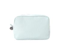 Bella borsa cosmetica a righe borsa da toilette borsa portatile per cosmetici estetici organizzatori per la cura della pelle organizzatori per la cura della pelle per le donne, Verde e blu.