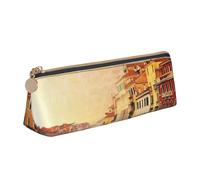 Bella borsa da cancelleria in pelle con stampa a triangolo sul canale di Venezia - Trousse per cosmetici, bianco, Taglia unica, Organizer per borse