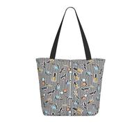 Bella borsa da donna per trucco - Borsa a mano leggera e riutilizzabile in tela con cerniera, borsa a mano in cotone con tracolla per sacchetti della spesa