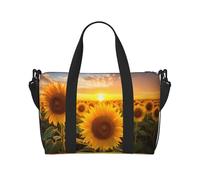Bella borsa da palestra con stampa girasole 1 per donne, borsone da portare con sé durante la notte, borsa tote per oggetti personali, nero, Taglia unica