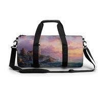 Bella borsa da palestra da viaggio con faro sulla costa rocciosa per donne e uomini borsa da viaggio cilindrica borsa da allenamento sportiva con tracolla