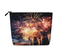 Bella borsa da toilette da donna, con motivo pavone, borsa da viaggio portatile, organizer quotidiano con cerniera, Bellissimi fuochi d'artificio, Taglia unica