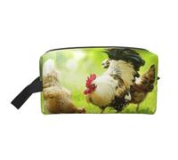 Bella borsa da toilette da viaggio con stampa di gallo e gallina, borsa per il trucco da appendere, grande capacità, organizer versatile per donne e uomini