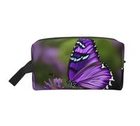 Bella borsa da toilette viola con stampa di farfalle per gli uomini borsa da toilette da viaggio, borsa cosmetica spaziosa per le donne, bianco, Taglia unica