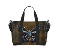 Bella borsa da viaggio con ali di falena, borsa da viaggio da donna, borsa sportiva da palestra, borsone da allenamento, durante la notte, Nero , Taglia unica