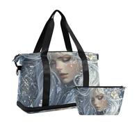 Bella borsa da viaggio con capelli bianchi, borsa da viaggio con tracolla regolabile, per viaggi di lavoro, grande capacità, Bella fata dei capelli bianchi, 1 size