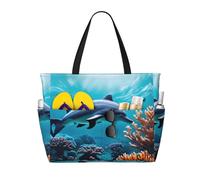 Bella borsa da viaggio con stampa di delfini subacquei e corallo, grande capacità, da donna, da spiaggia, borsone da viaggio, palestra, vacanze