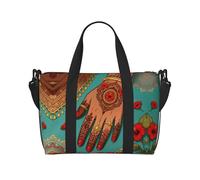 Bella borsa da viaggio con stampa henné, leggera, da portare con sé, per uomini e donne, borsa impermeabile per la notte in palestra