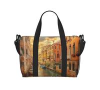 Bella borsa da viaggio con stampa vista sul canale di Venezia per uomo e donna, grande borsa da palestra resistente all'acqua, borsa da palestra borsa da weekend con tracolla