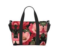 Bella borsa da viaggio stampata camelia, borsa da palestra di grande capacità, borsa a tracolla leggera da viaggio per il fine settimana, unisex