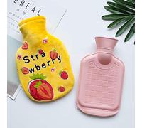Bella borsa d'acqua calda da palazzo per acqua calda in peluche per studenti in gomma borsa per acqua calda per bambini scaldamani-rosa fragola 350 ml