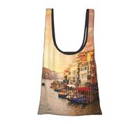 Bella borsa della spesa pieghevole riutilizzabile con stampa del canale di Venezia leggera borsa per la spesa borsa per la spesa da viaggio spiaggia ecologica compatta avventura tote