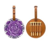 Bella borsa di immagazzinaggio del tee di golf di Brown delle rose viola, borsa multifunzionale di stoccaggio del tee di golf per gli uomini, materiale durevole
