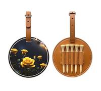 Bella borsa di stoccaggio del tee di golf di Brown delle rose gialle, borsa multifunzionale di stoccaggio del tee di golf per gli uomini, materiale