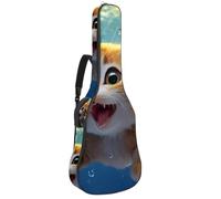 Bella borsa per chitarra acustica con scomparti portaoggetti e strato protettivo, adorabile cervo che nuota sott'acqua, Multicolore#03, 42.9x16.9x4.7 in, Borsa per chitarra