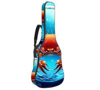 Bella borsa per chitarra acustica con scomparti portaoggetti e strato protettivo, sfera di cristallo granchio, Multicolore#02, 42.9x16.9x4.7 in, Borsa per chitarra