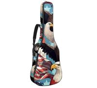 Bella borsa per chitarra acustica, custodia impermeabile per chitarra da 40/41/42 pollici con scomparto per accessori, strato protettivo, tasche multiple, animali bandiera americana, Multicolore,