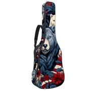 Bella borsa per chitarra acustica, custodia impermeabile per chitarra da 40/41/42 pollici, tasche multiple, animali bandiera americana, Multicolore, 42.9x16.9x4.7 in, Borsa per chitarra