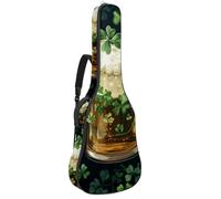 Bella borsa per chitarra con sfondo astratto con fiore blu, custodia imbottita per chitarra acustica, zaino con tasche regolabili per tracolla, Multicolore 05, 42.9x16.9x4.7 in, Zaino casual