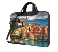 Bella borsa per computer portatile con stampa italiana, tracolla imbottita, semplifica il tuo quotidiano, ideale per viaggi di lavoro, nero, 14 inch