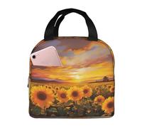 Bella borsa per il pranzo con campo di girasoli al tramonto, borsa da picnic, borsa da lavoro per conservare la freschezza del campeggio, borsa da picnic