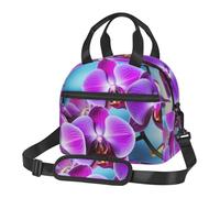 Bella borsa per il pranzo con orchidee per donne e uomini, riutilizzabile, borsa termica per il pranzo, a tenuta stagna, grande capacità, contenitori per alimenti per lavoro, viaggi all'aperto