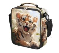 Bella borsa per il pranzo per bambini con stampa di tigre, riutilizzabile, isolata, a prova di perdite, con tracolla, borsa termica per bambini, per scuola, picnic, viaggi, spiaggia, escursionismo