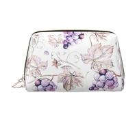 Bella borsa per il trucco con foglie d'uva da viaggio con scomparti, borsa da toilette portatile per donne, Oro, One Size