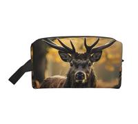 Bella borsa per il trucco con stampa a farfalla per le donne da viaggio organizer per articoli da toeletta grande capacità borsa cosmetica con manico, Antler Cervo Rosso, Taglia unica, Astuccio per