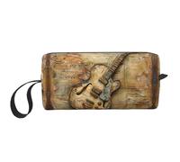 Bella borsa per il trucco con stampa di chitarra, borsa per cosmetici resistente, borsa da viaggio per il trucco, regalo essenziale per donne e uomini, bianco, Taglia unica