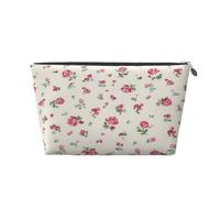 Bella borsa per il trucco con stampa di ciliegie rosse per le donne borsa da toilette da viaggio in pelle impermeabile per articoli da toeletta borsa cosmetica, Argento, Taglia unica, Beauty case