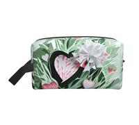 Bella borsa per il trucco con stampa di cuori, custodia portatile da viaggio, organizer per articoli da toeletta, grande borsa per il trucco per le donne