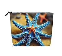 Bella borsa per il trucco con stampa di stelle marine carino borsa cosmetica per le donne sacchetto di trucco borsa da viaggio per signora, Nero , Taglia unica