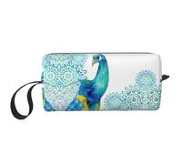 Bella borsa per il trucco con stampa floreale e pavone, borsa per cosmetici resistente, borsa da viaggio per il trucco, regalo essenziale per donne e uomini, bianco, Taglia unica