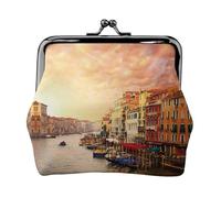 Bella borsa per il trucco con vista sul canale di Venezia, piccola borsa per cosmetici, portatile, per palestra e uso quotidiano, Nero , Taglia unica, Portamonete