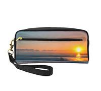 Bella borsa per il trucco da donna con stampa di alba oceano, compagna di viaggio per articoli da toeletta per scuola e ufficio