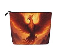 Bella borsa per il trucco Phoenix impermeabile in finto lino monostrato con chiusura a cerniera per le tue esigenze quotidiane o di viaggio, Nero , Taglia unica