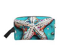 Bella borsa per il trucco stampata con conchiglie per le donne da viaggio organizer per articoli da toeletta grande capacità borsa cosmetica con manico, Bellissime conchiglie, Taglia unica, Astuccio