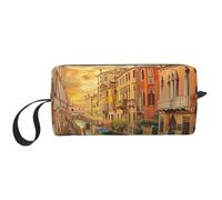 Bella borsa per il trucco stampata con vista sul canale di Venezia, semplice borsa da viaggio per cosmetici, impermeabile, borsa da toilette organizer per donne, mamme e ragazze