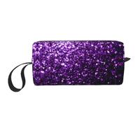 Bella borsa per il trucco viola con stampa glitterata, borsa per cosmetici resistente, borsa da viaggio per il trucco, regalo essenziale per donne e uomini, bianco, Taglia unica