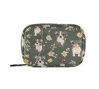 Bella borsa per medicinali da viaggio, motivo: cani Staffordshire Bull Terrier verde salvia con scomparti rimovibili riutilizzabili