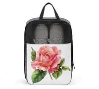 Bella borsa per scarpe da golf con fiori di rosa ad acquerello per uso quotidiano da viaggio anti-polvere