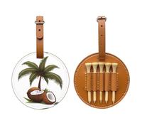 Bella borsa per tee da golf stampata marrone con alberi di cocco - design portatile, facile da organizzare tee