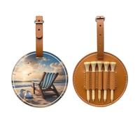 Bella borsa portaoggetti per tee da golf marrone cielo blu e mare, borsa multifunzionale per tee da golf, borsa portaoggetti per uomo, materiale PU durevole