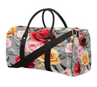 Bella borsa sportiva colorata con rose floreali per uomini e donne, borsone da viaggio pieghevole resistente all'acqua, leggero, borsa da viaggio da portare con sé, borsa per la notte per allenamento