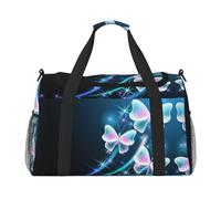 Bella borsa sportiva da donna con stampa a tre farfalle, borsa da palestra con scomparto, borsone da uomo, borsone da donna, borsa da viaggio per il fine settimana, Nero , Taglia unica