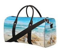 Bella borsa sportiva da spiaggia con conchiglie di sabbia, borsa da palestra per uomini e donne, resistente all'acqua, pieghevole, da viaggio, leggera, da portare con sé, borsa per la notte per