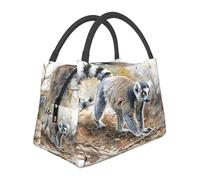 Bella borsa termica per il pranzo con lemure dalla coda ad anello, grande capacità, a prova di perdite e facile da pulire per lavoro, picnic e viaggi